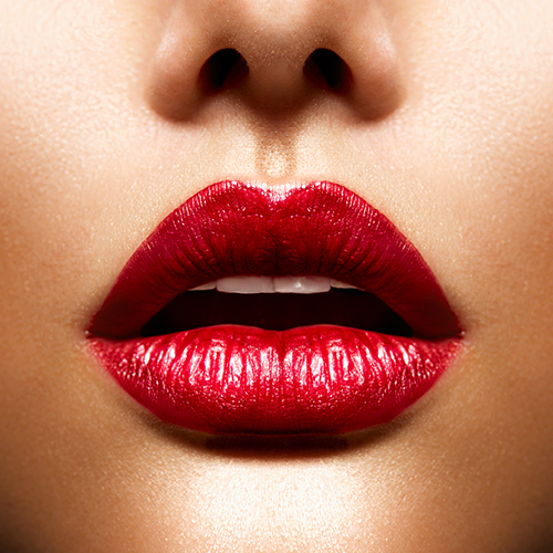 lips with red lipstick