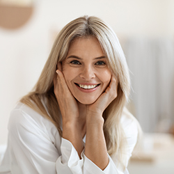 Beautiful middle aged woman smiling
